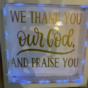 Illuminated Gold and Blue Decorative Sign